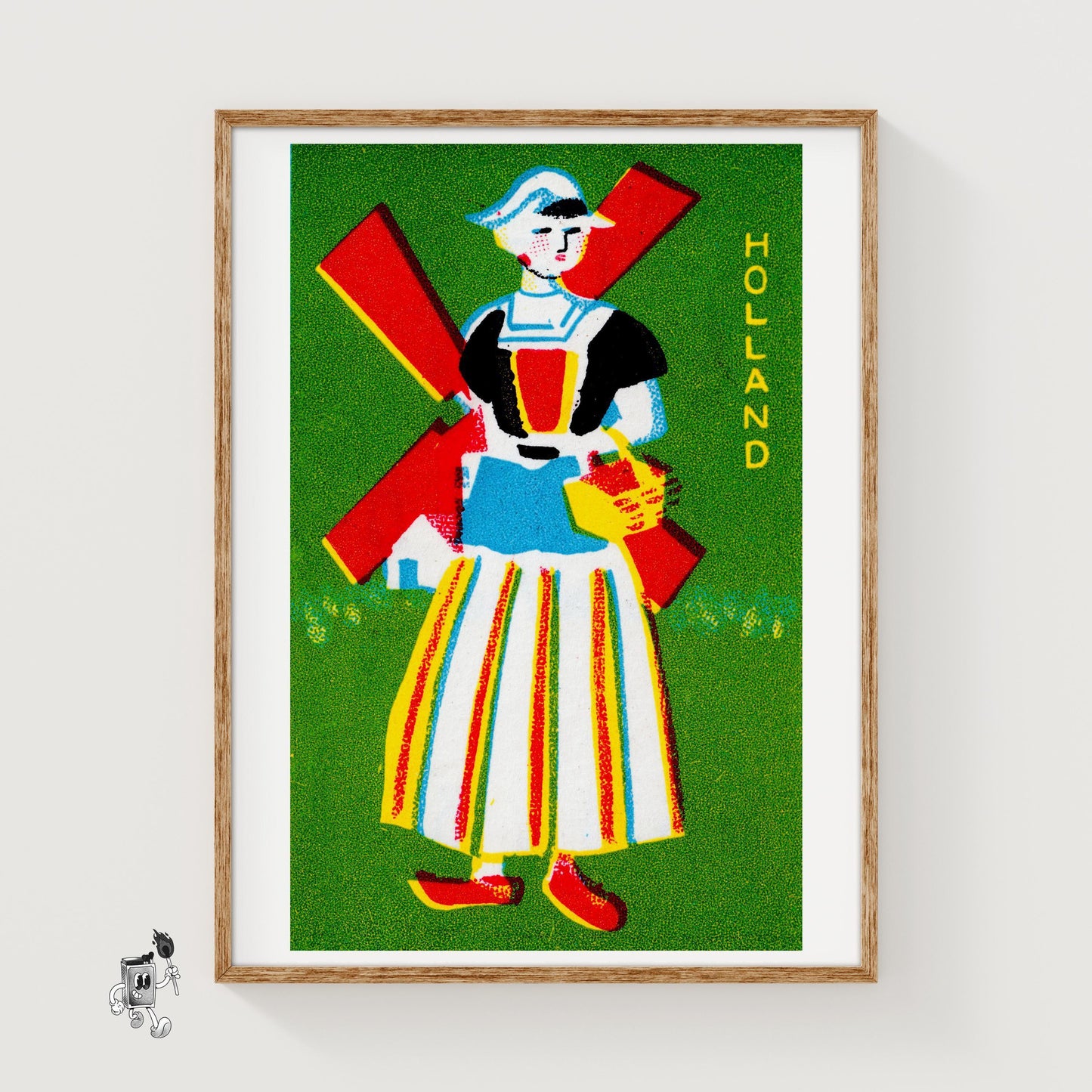 Dutch Woman - vintage matchbox label print