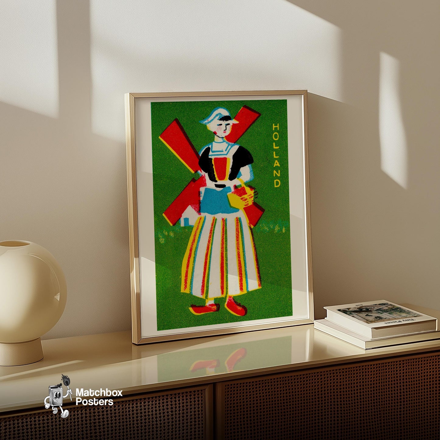Dutch Woman - vintage matchbox label print - size comparison