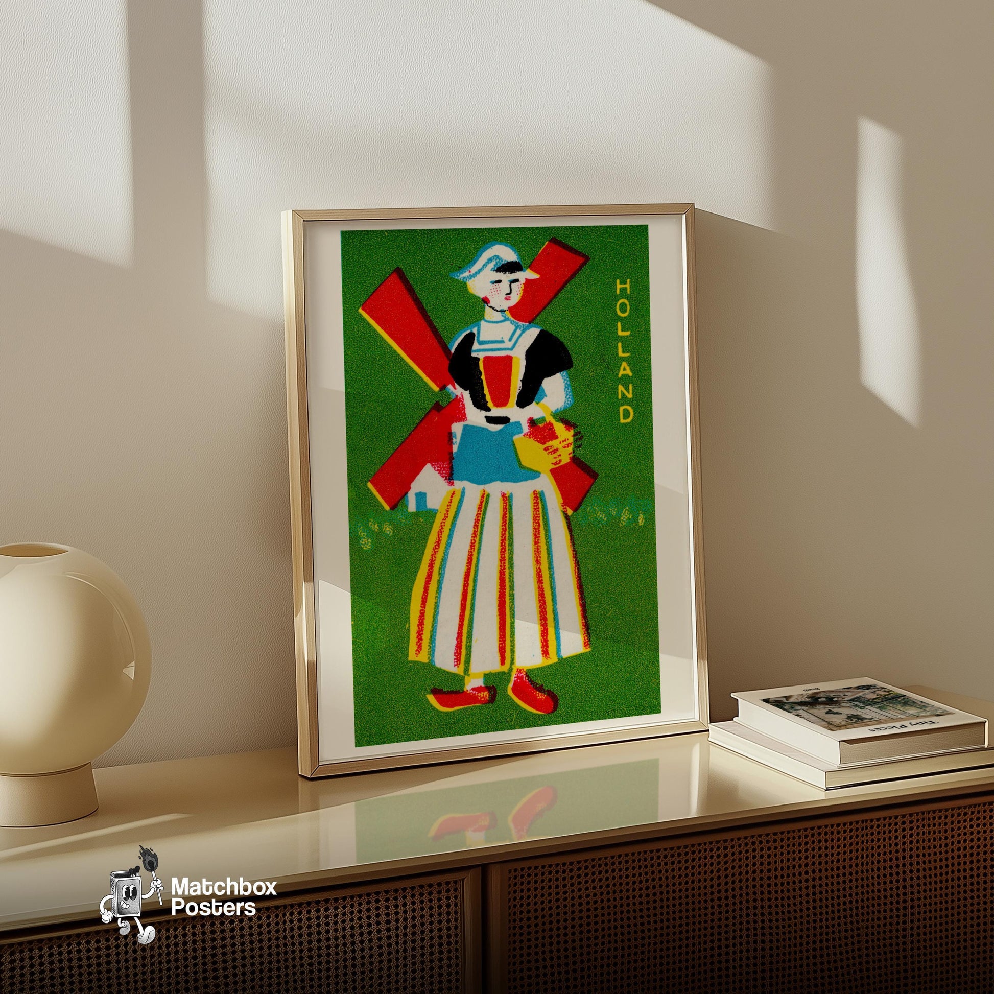 Dutch Woman - vintage matchbox label print - size comparison