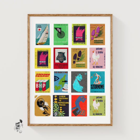 Polish Grid Print - vintage matchbox label print