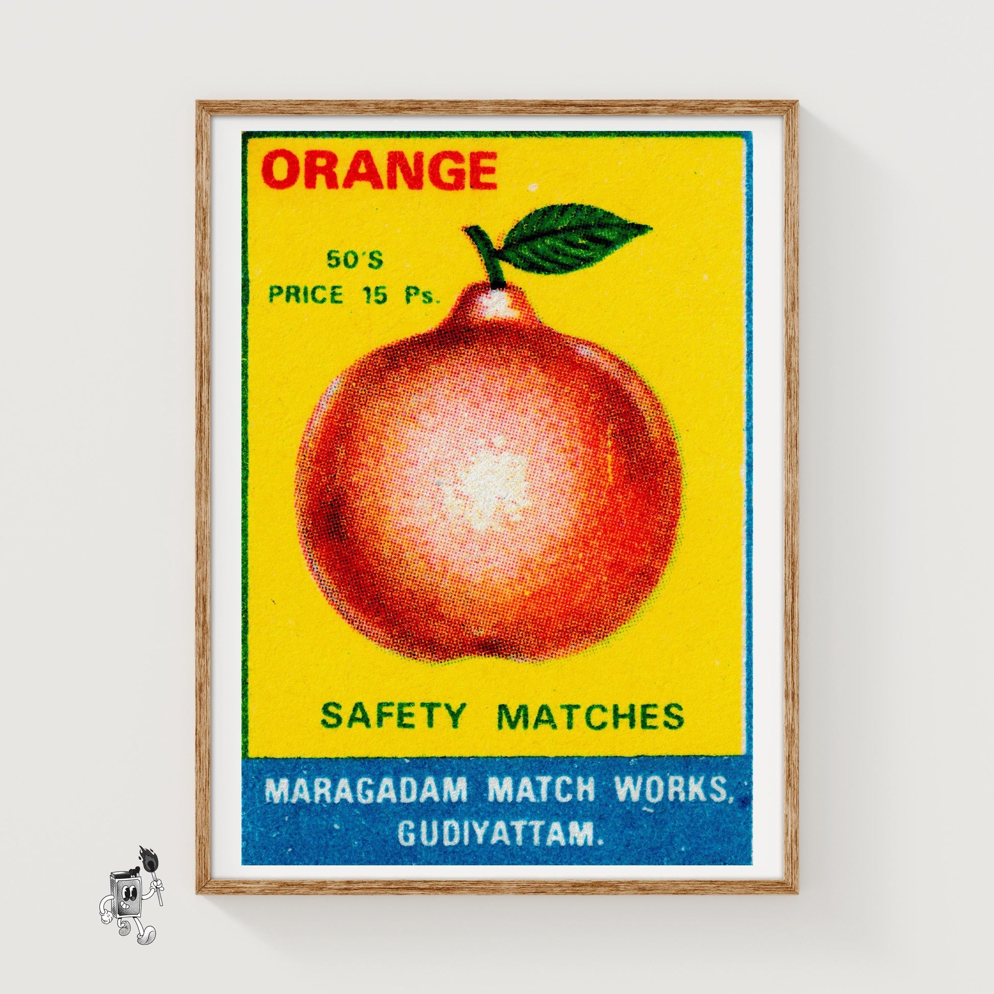 Orange with Leaf - vintage matchbox label print
