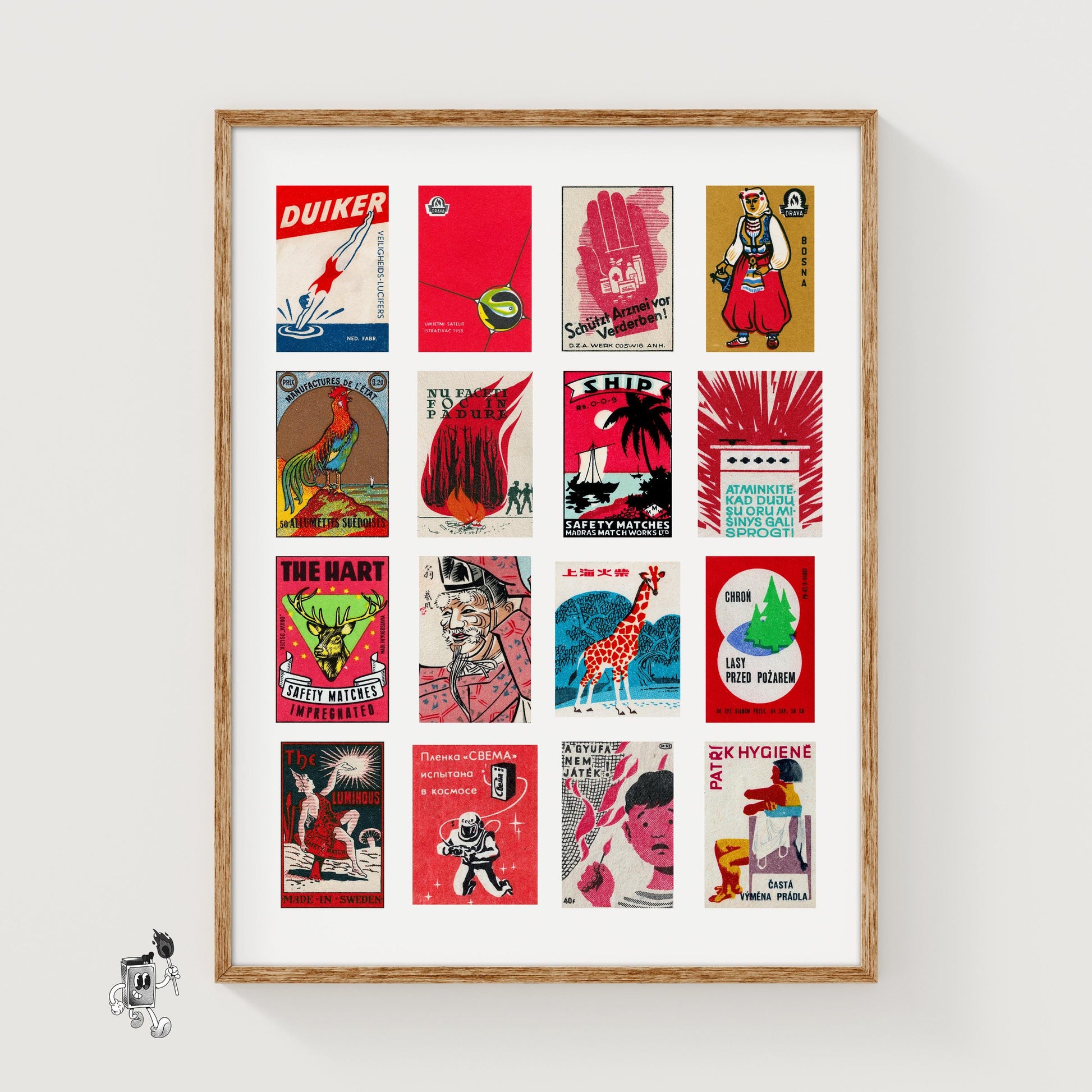 Reds Grid - vintage matchbox label print