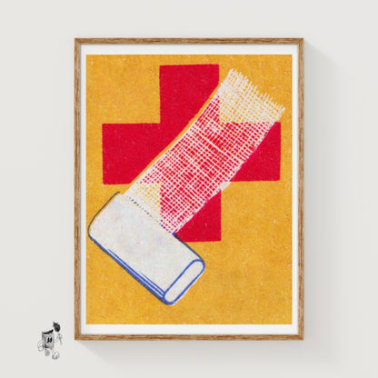 First Aid - vintage matchbox label print