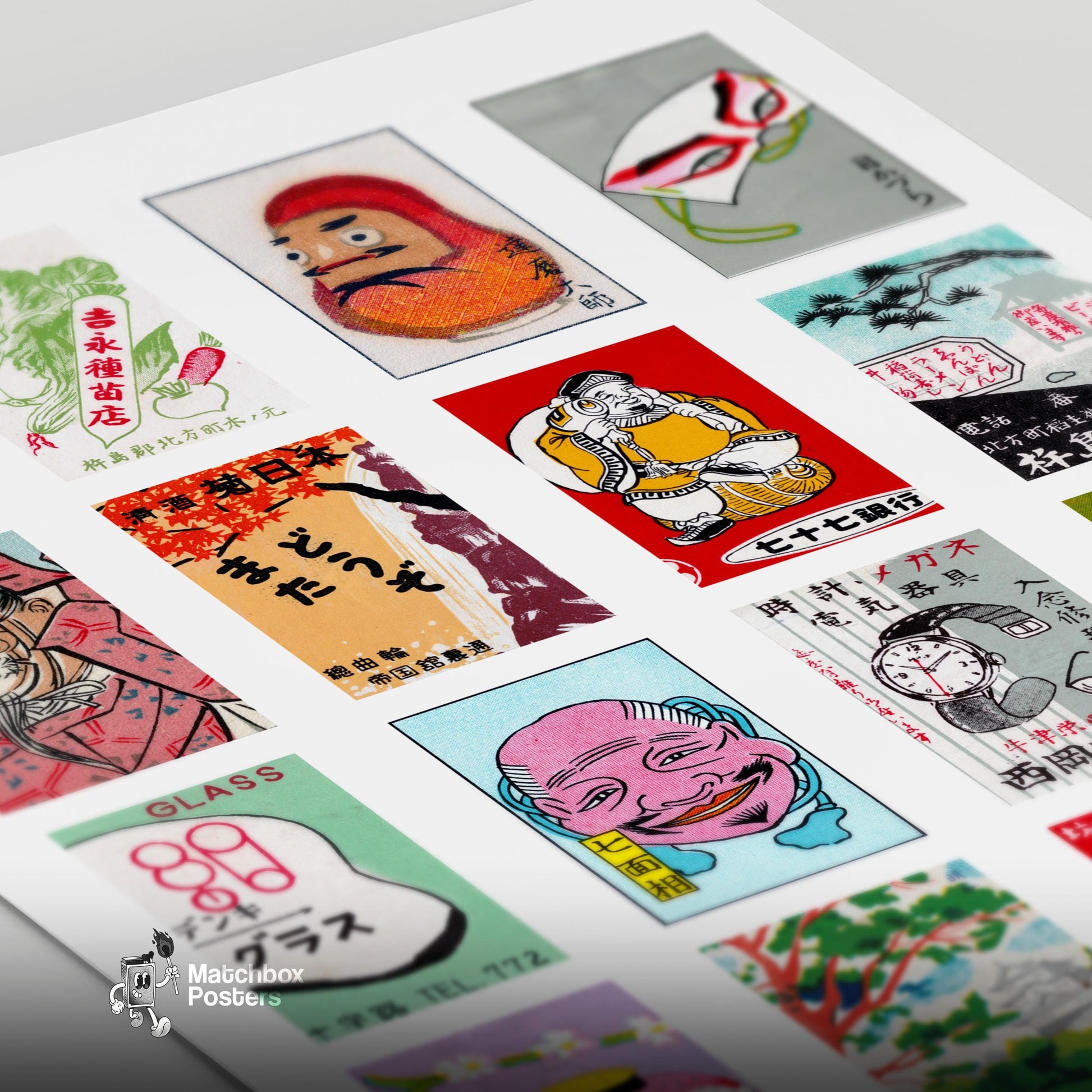 Japaneses Collage - vintage matchbox label print - close-up detail