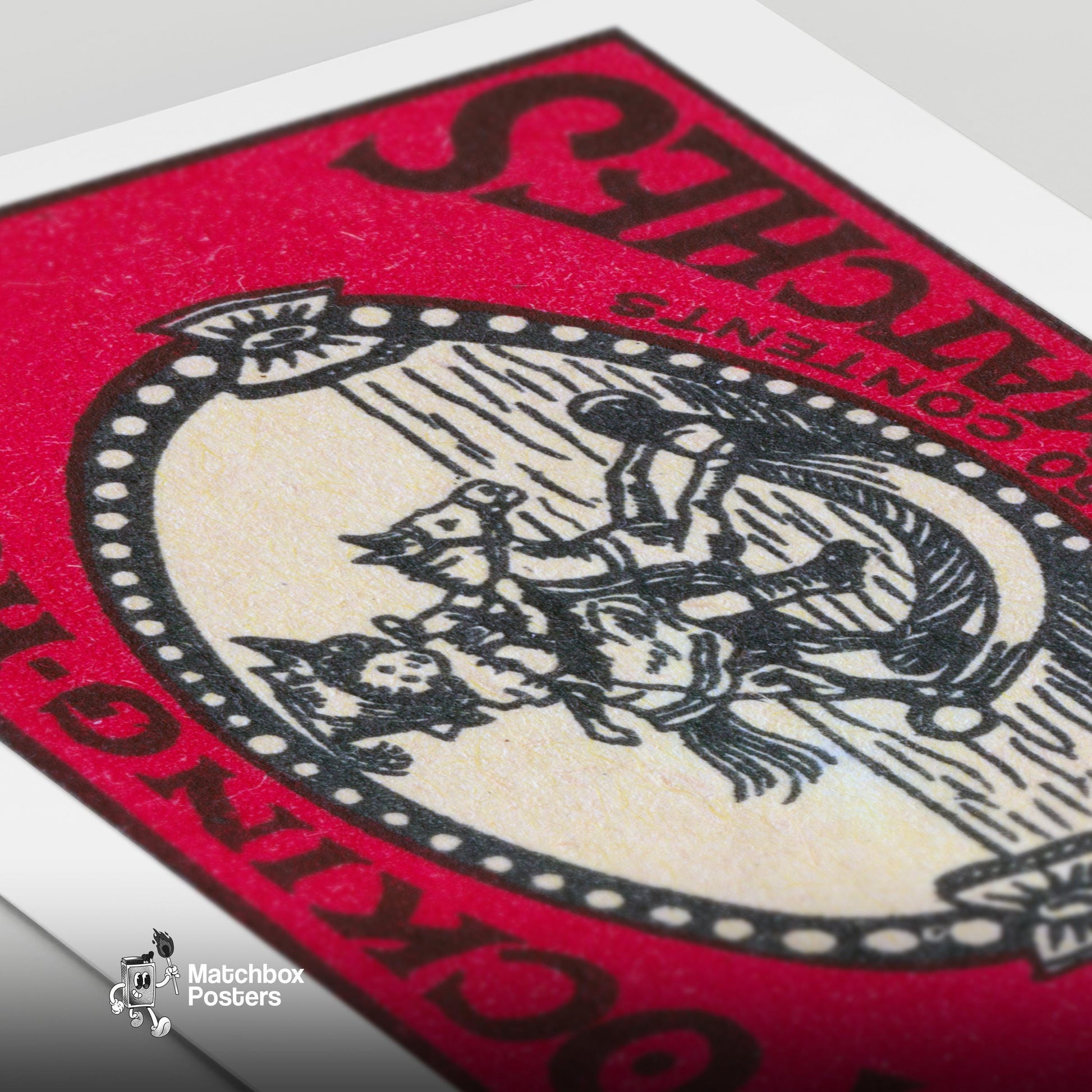 Rocking Horse - vintage matchbox label print - close-up detail