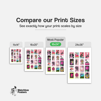 Pink Matchbox Label Collage - vintage matchbox label print - office wall