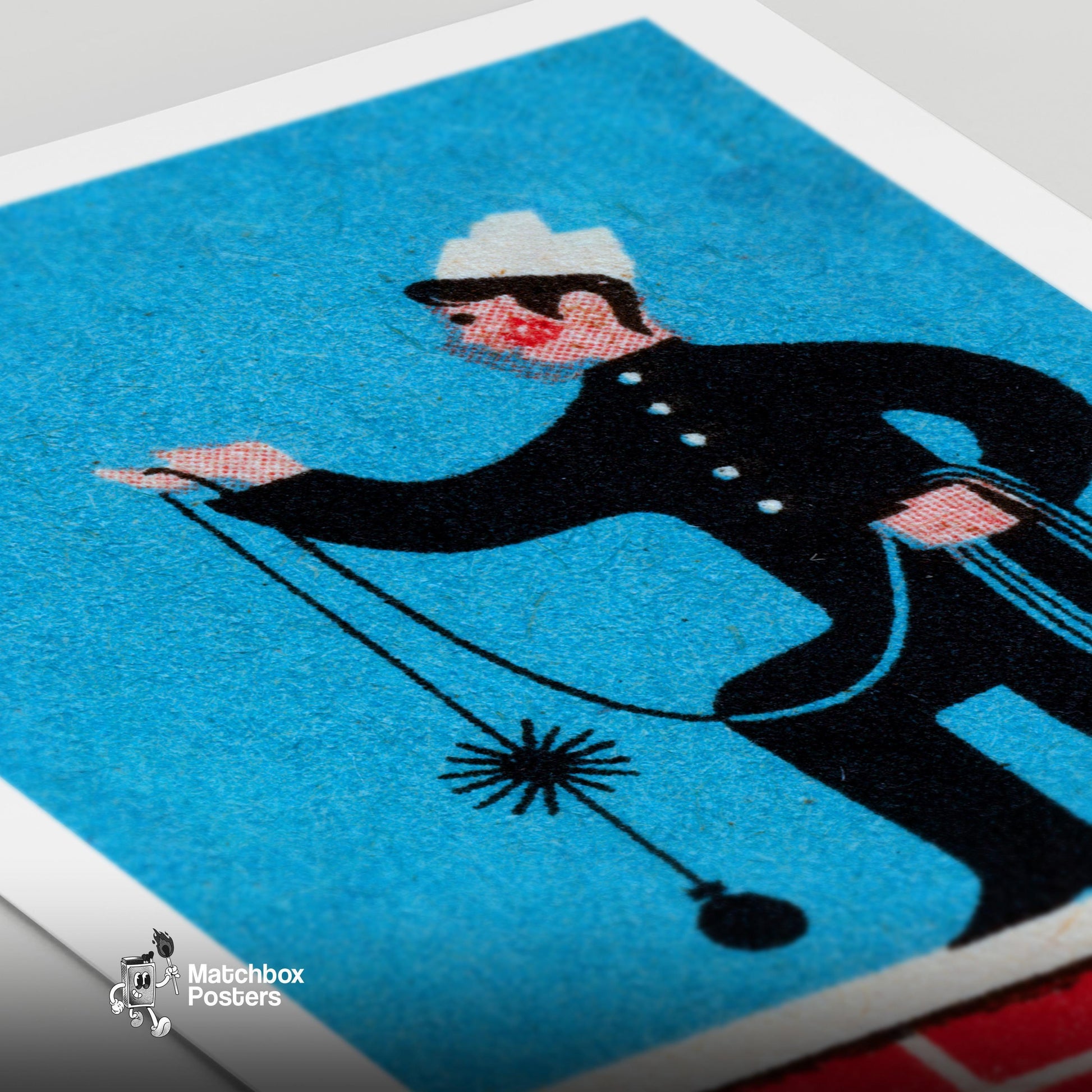 Chimney Sweep - vintage matchbox label print - close-up detail