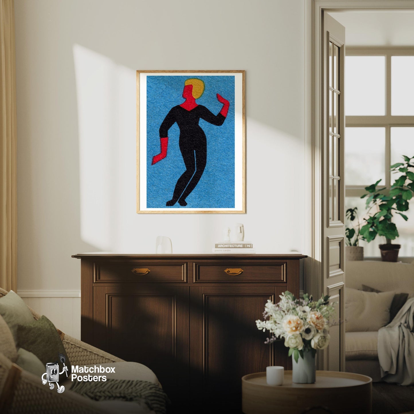 Dancer - vintage matchbox label print - living room mockup