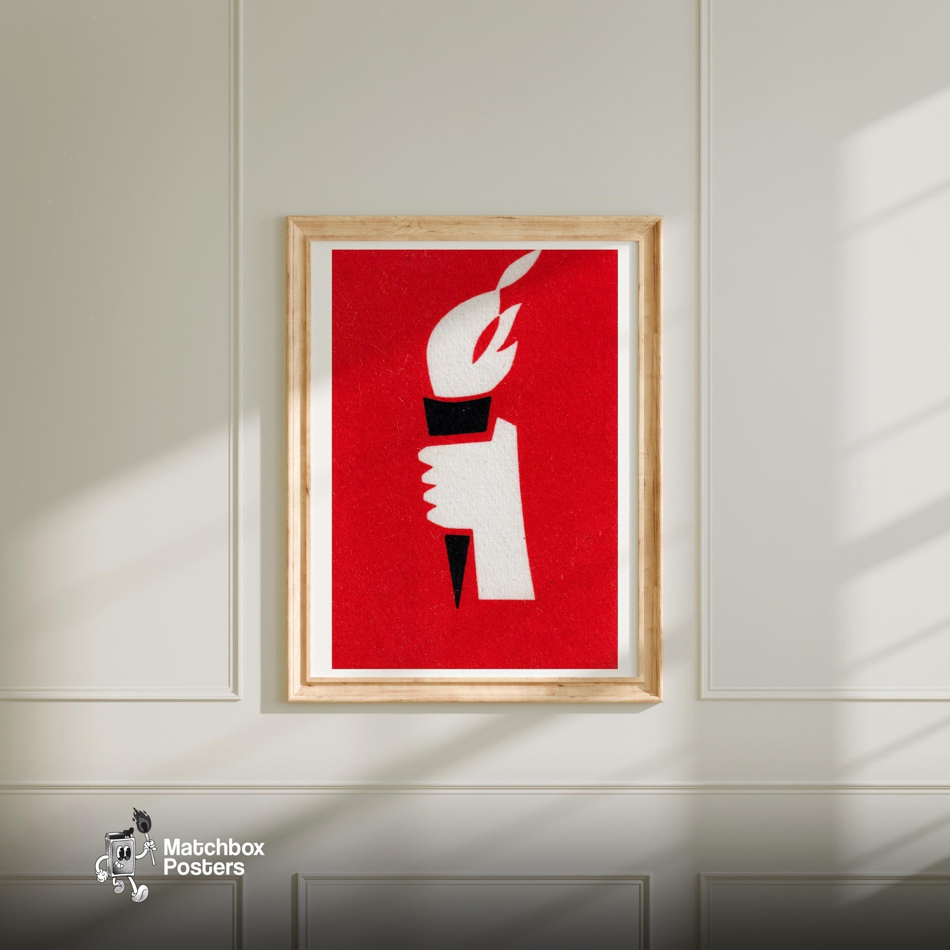 Torch - vintage matchbox label print - bedroom mockup