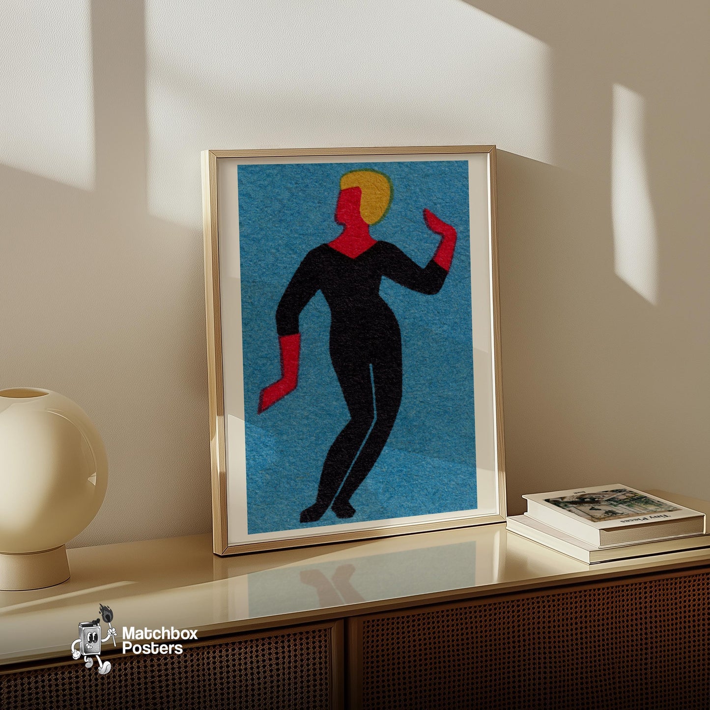Dancer - vintage matchbox label print - size comparison