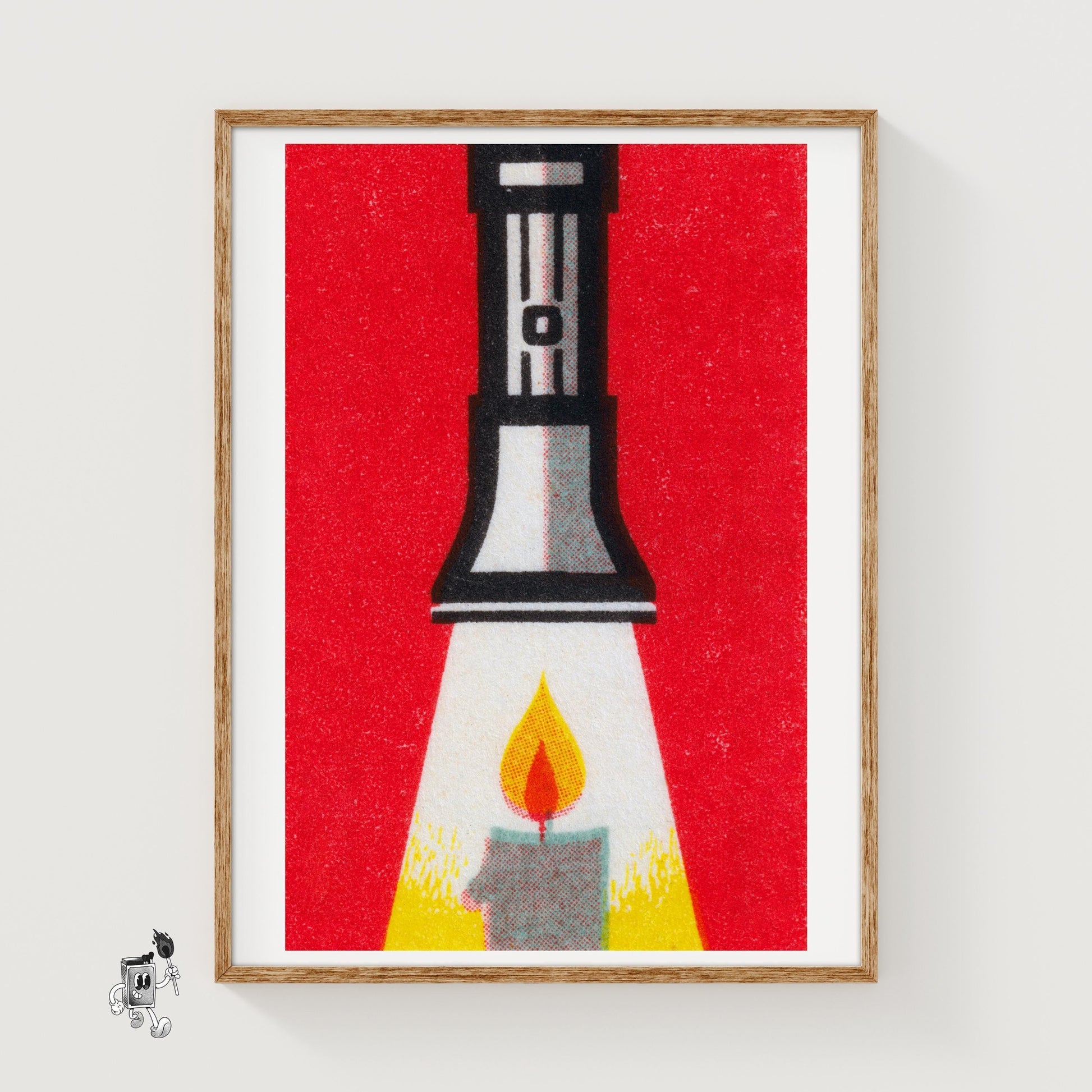 Candle Flashlight - vintage matchbox label print