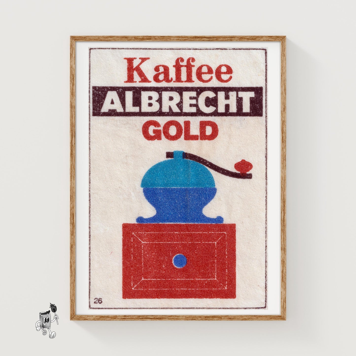 Vintage Coffee Grinder Illustration - vintage matchbox label print