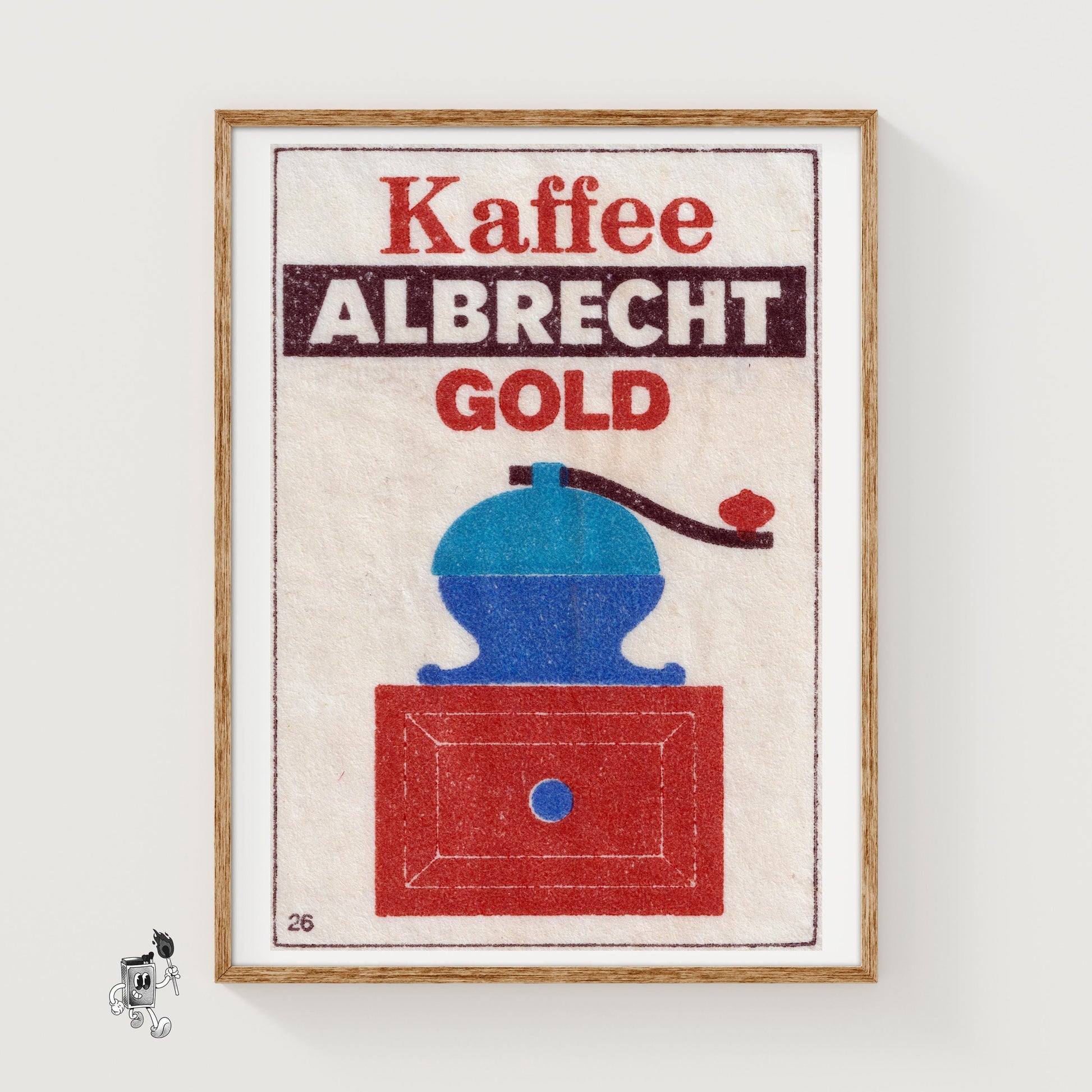 Vintage Coffee Grinder Illustration - vintage matchbox label print