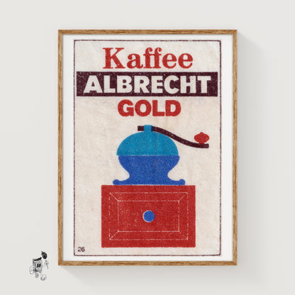 Vintage Coffee Grinder Illustration - vintage matchbox label print