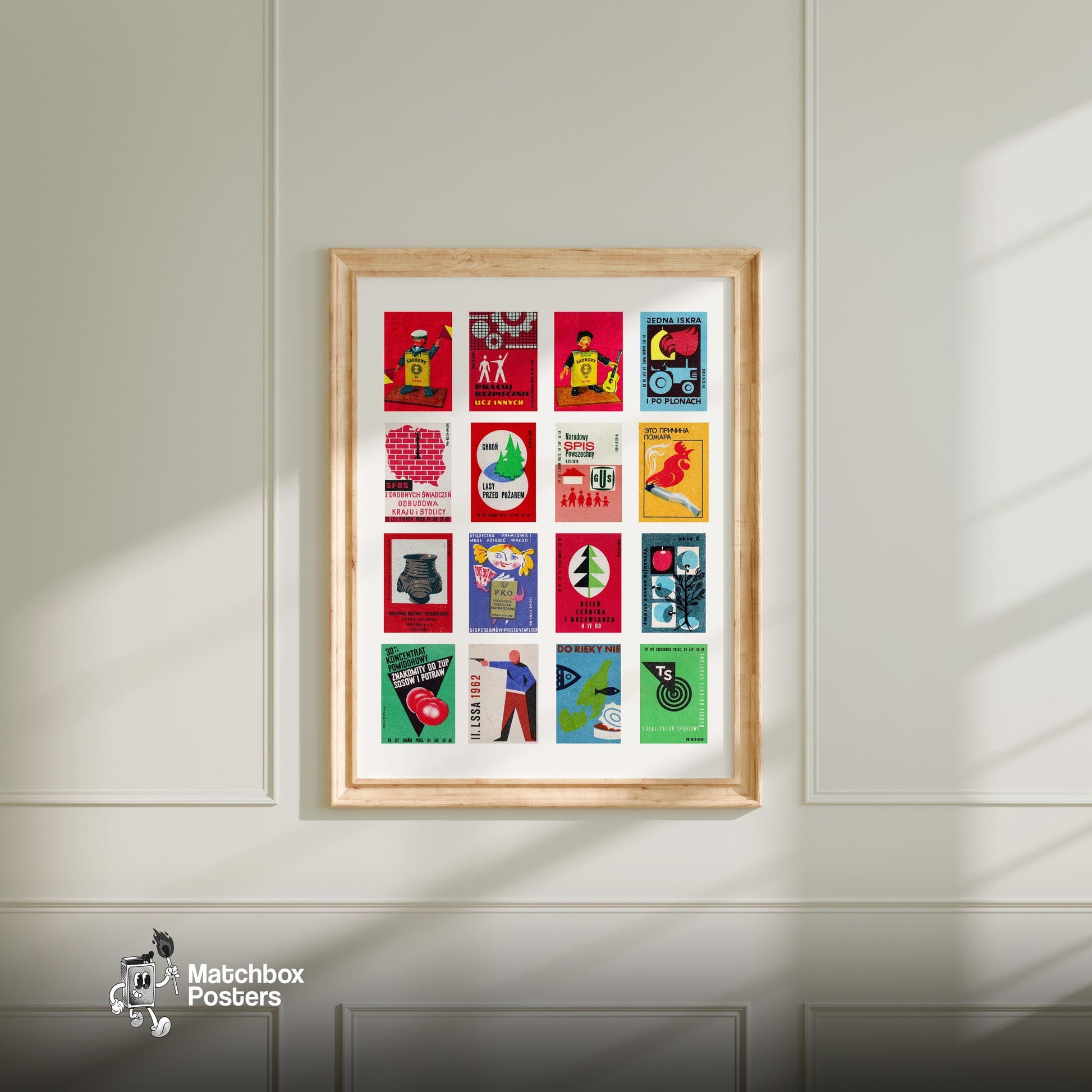 Polish - vintage matchbox label print - living room mockup