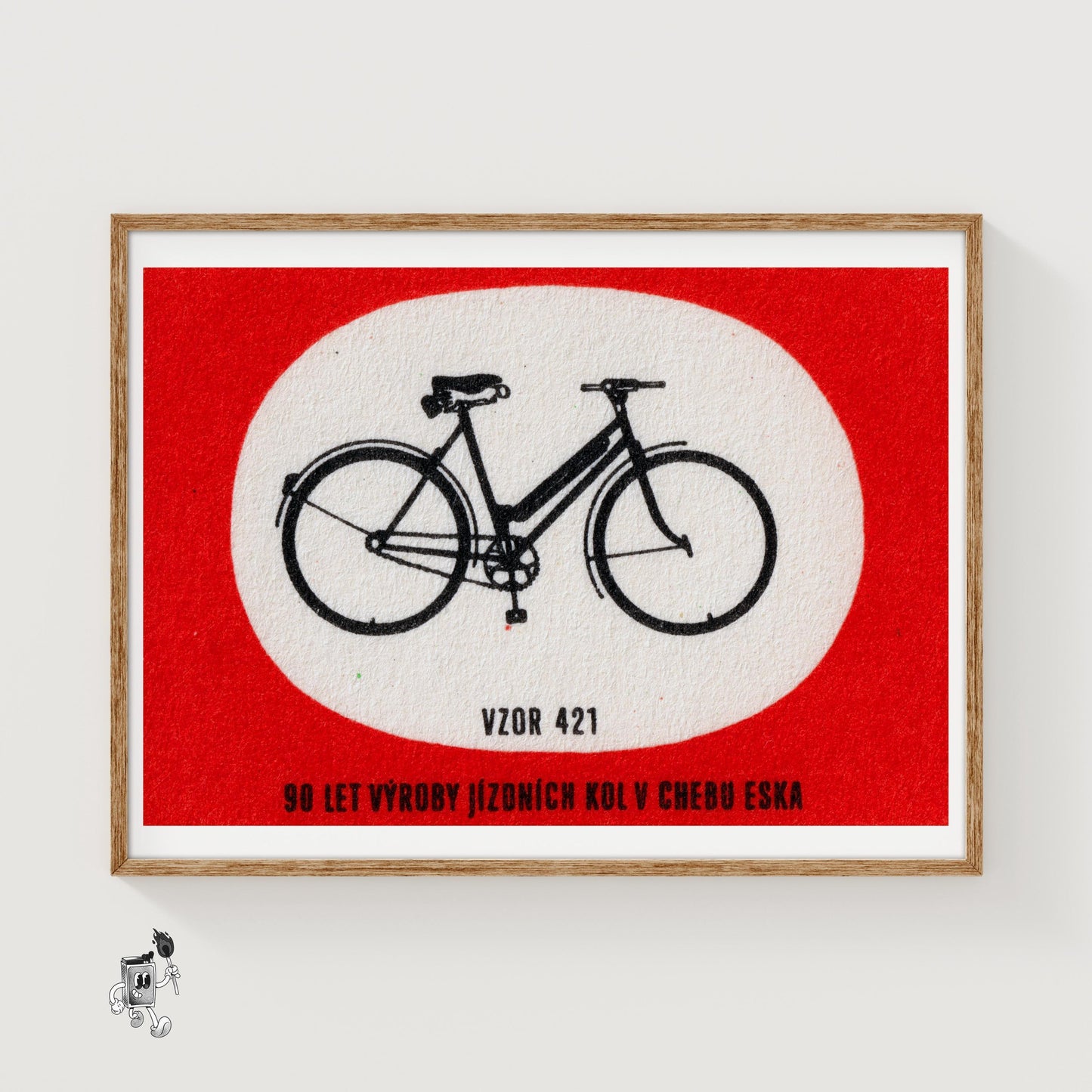 Black Silhouette Of A Bicycle - vintage matchbox label print