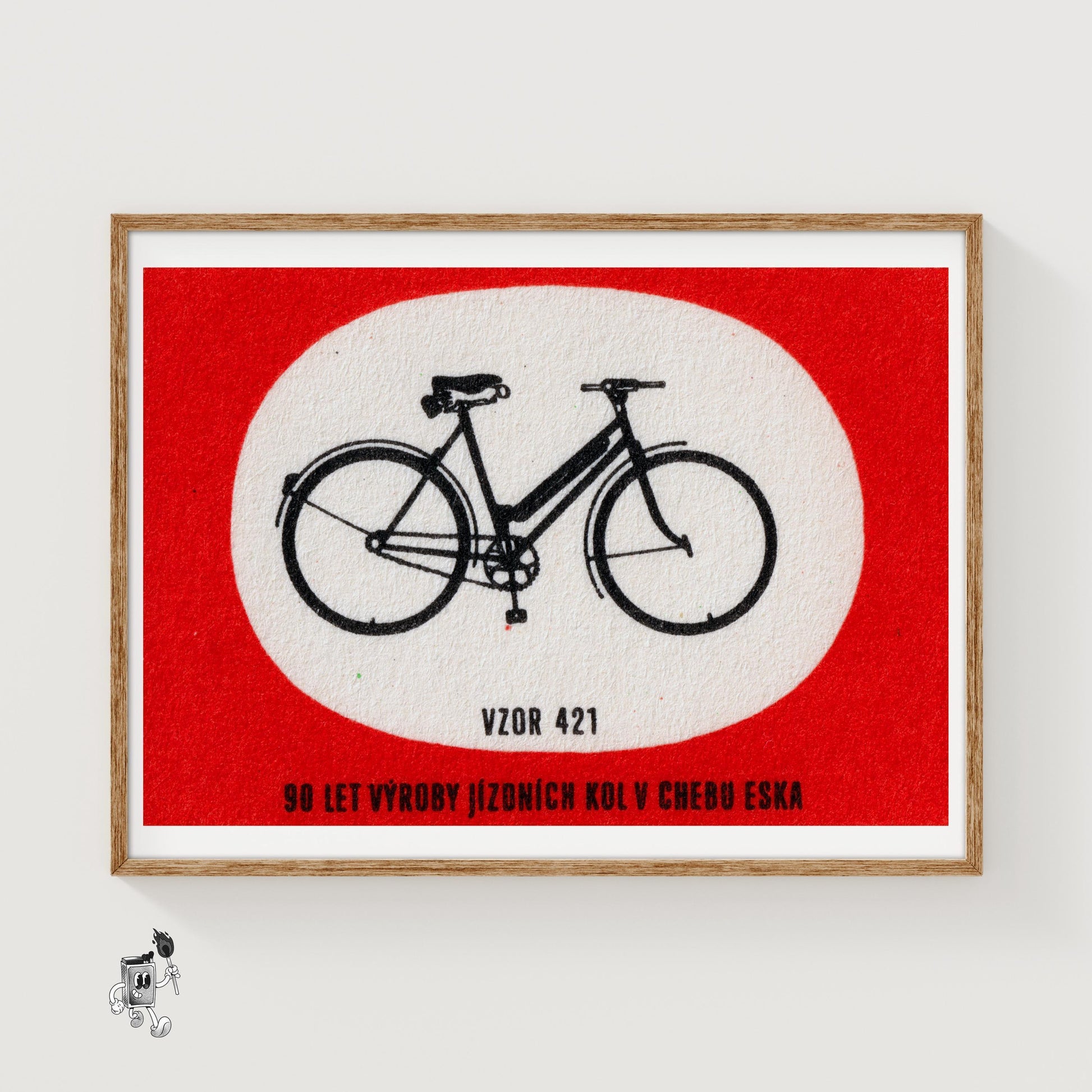 Black Silhouette Of A Bicycle - vintage matchbox label print