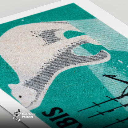 Polar Bear Arctic - vintage matchbox label print - close-up detail
