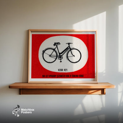 Black Silhouette Of A Bicycle - vintage matchbox label print - size comparison