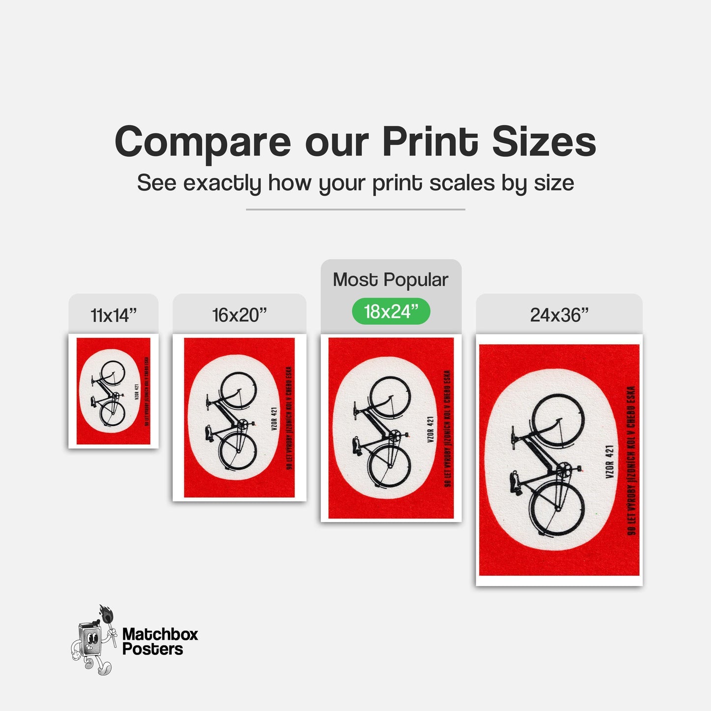 Black Silhouette Of A Bicycle - vintage matchbox label print - gallery wall preview