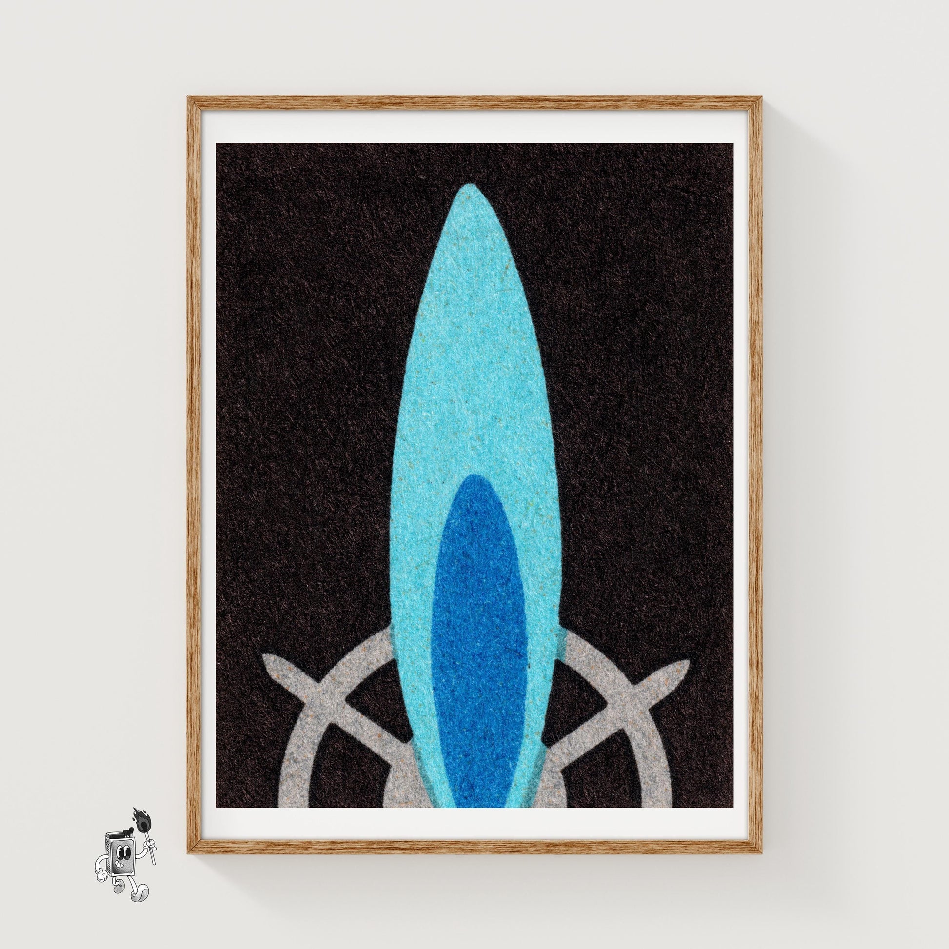 Blue Flame - vintage matchbox label print