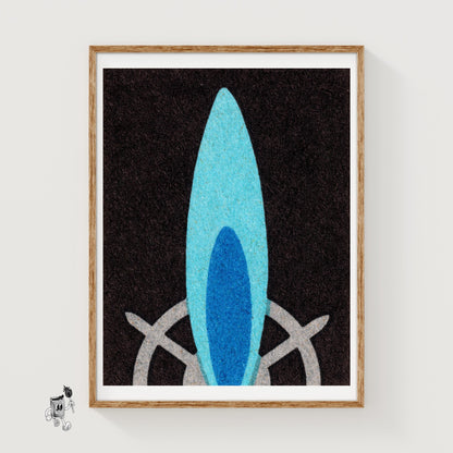 Blue Flame - vintage matchbox label print