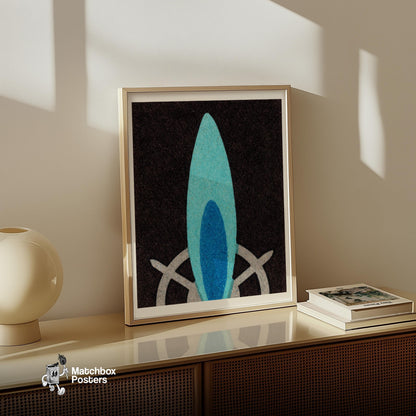 Blue Flame - vintage matchbox label print - size comparison
