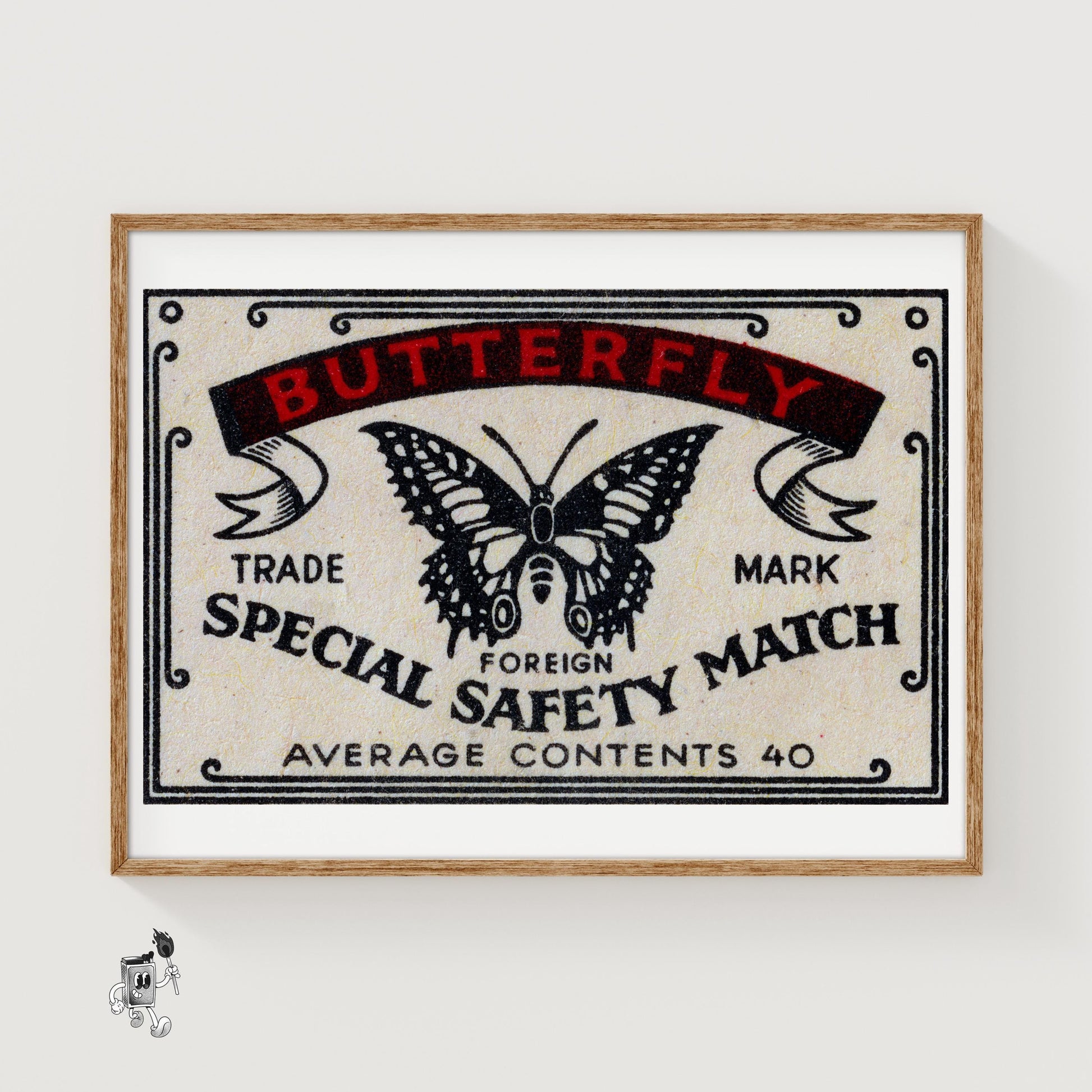 Black Butterfly - vintage matchbox label print