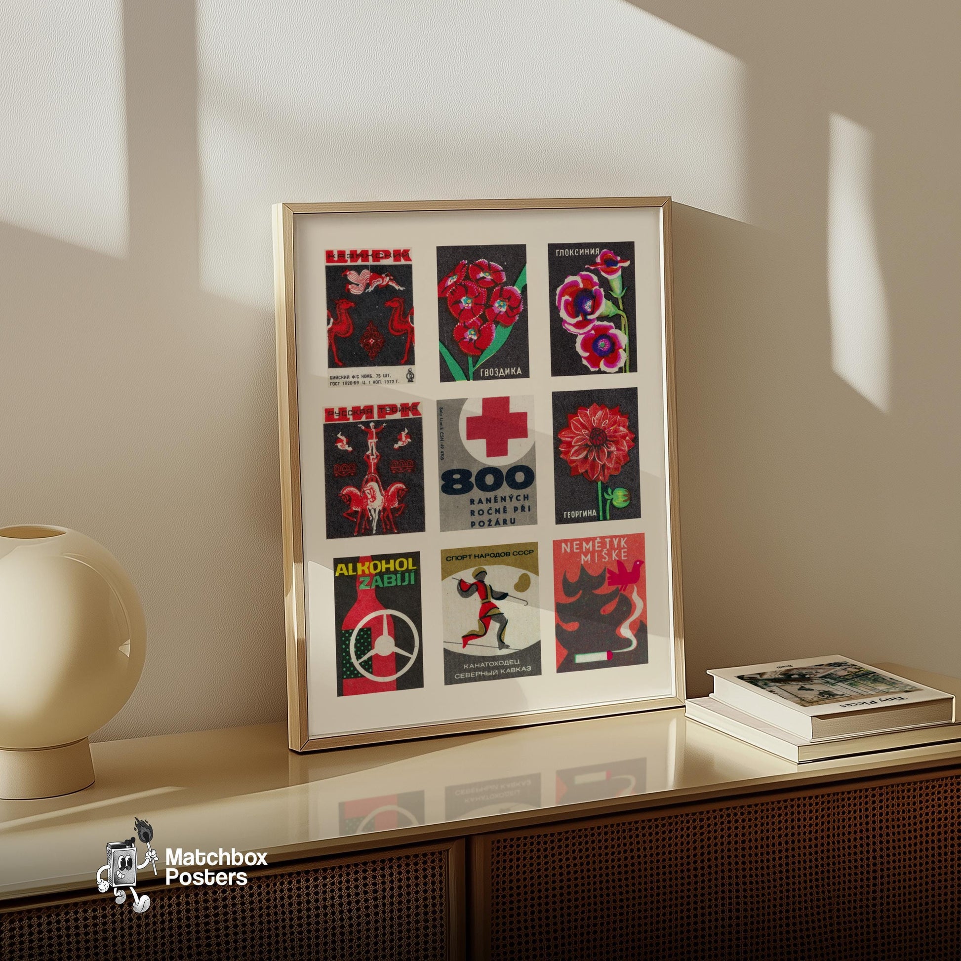 Collection Of Vintages - vintage matchbox label print - bedroom mockup