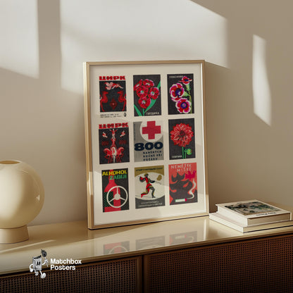 Collection Of Vintages - vintage matchbox label print - bedroom mockup