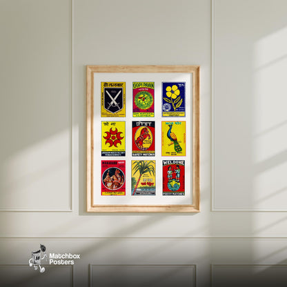 Collection Of Vintages - vintage matchbox label print - living room mockup