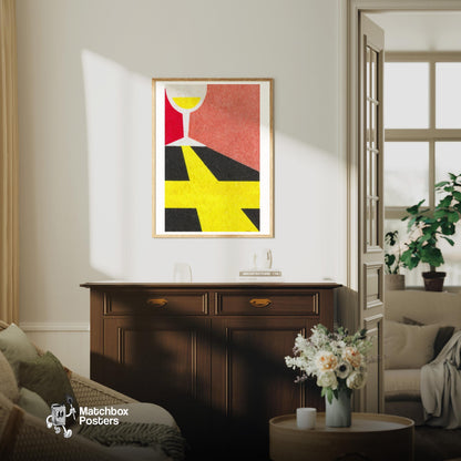 Wine Glass - vintage matchbox label print - living room mockup
