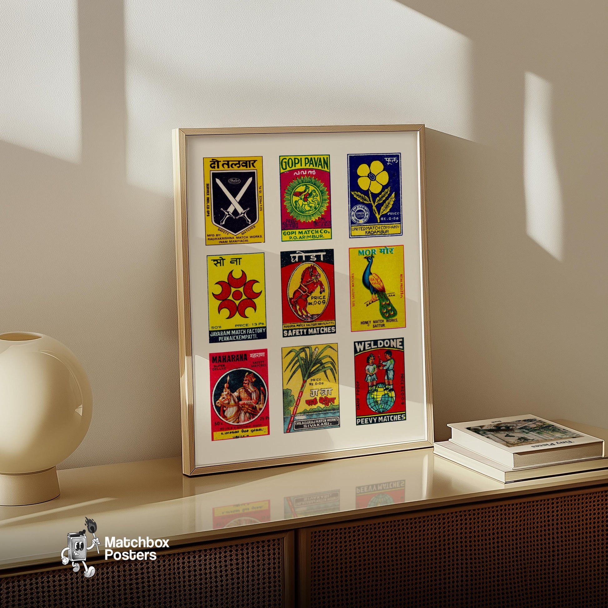 Collection Of Vintages - vintage matchbox label print - bedroom mockup