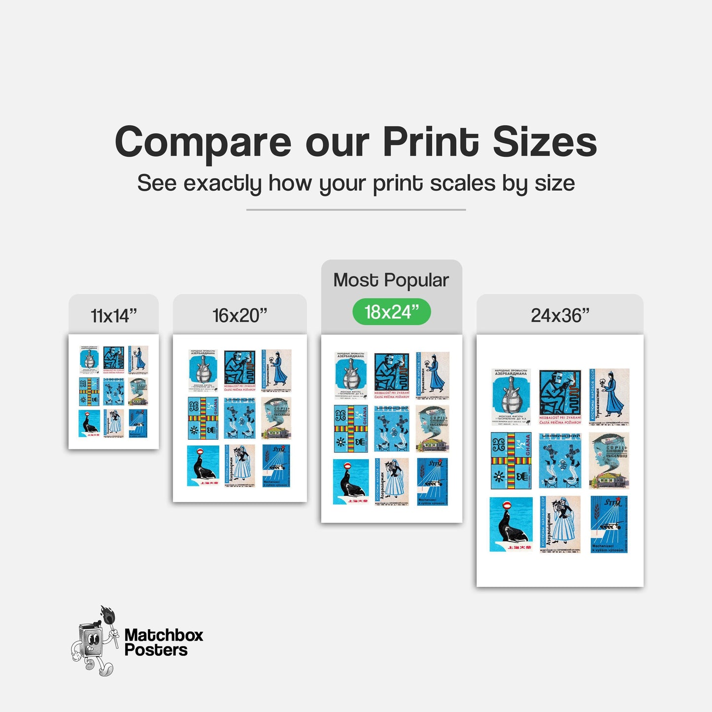 Blue and Blacks Grid Print - vintage matchbox label print - office wall