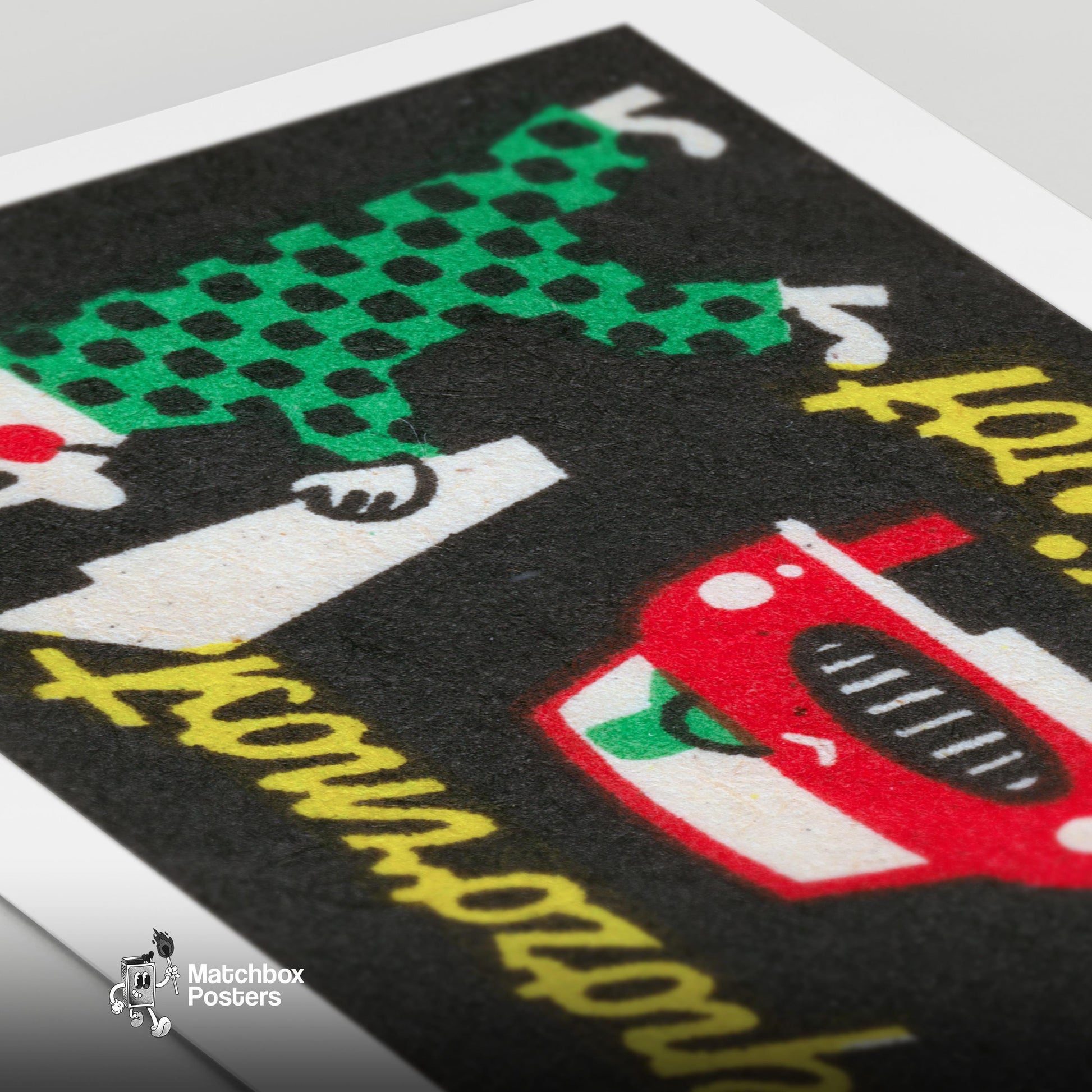 Red Car - vintage matchbox label print - close-up detail