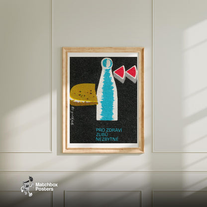 Milk and Cheese - vintage matchbox label print - bedroom mockup