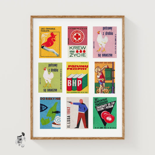 Polishs Grid Print - vintage matchbox label print