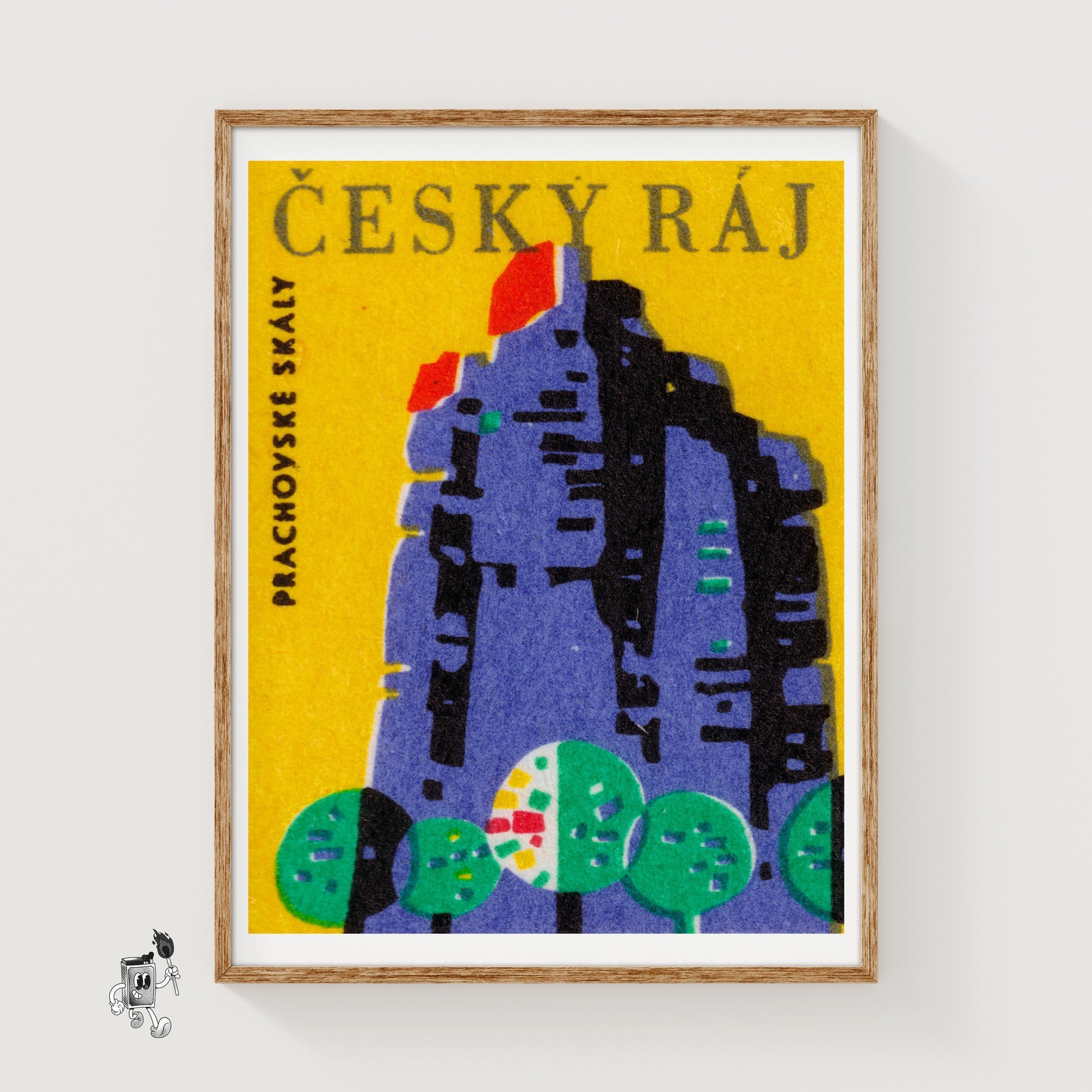 Prachovske Rocks - vintage matchbox label print