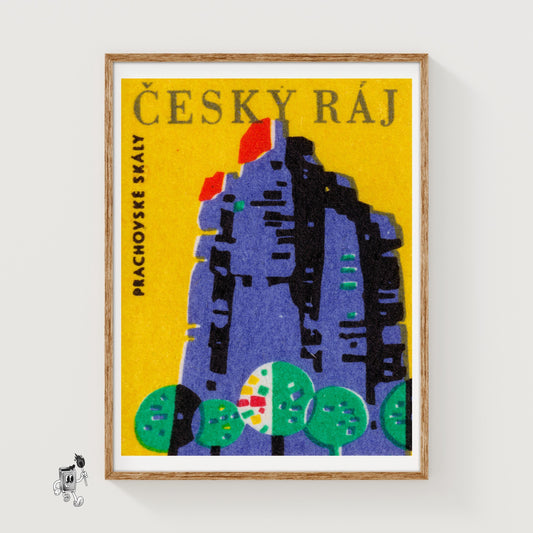 Prachovske Rocks - vintage matchbox label print