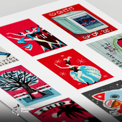 A Collection Of Vintages - vintage matchbox label print - close-up detail