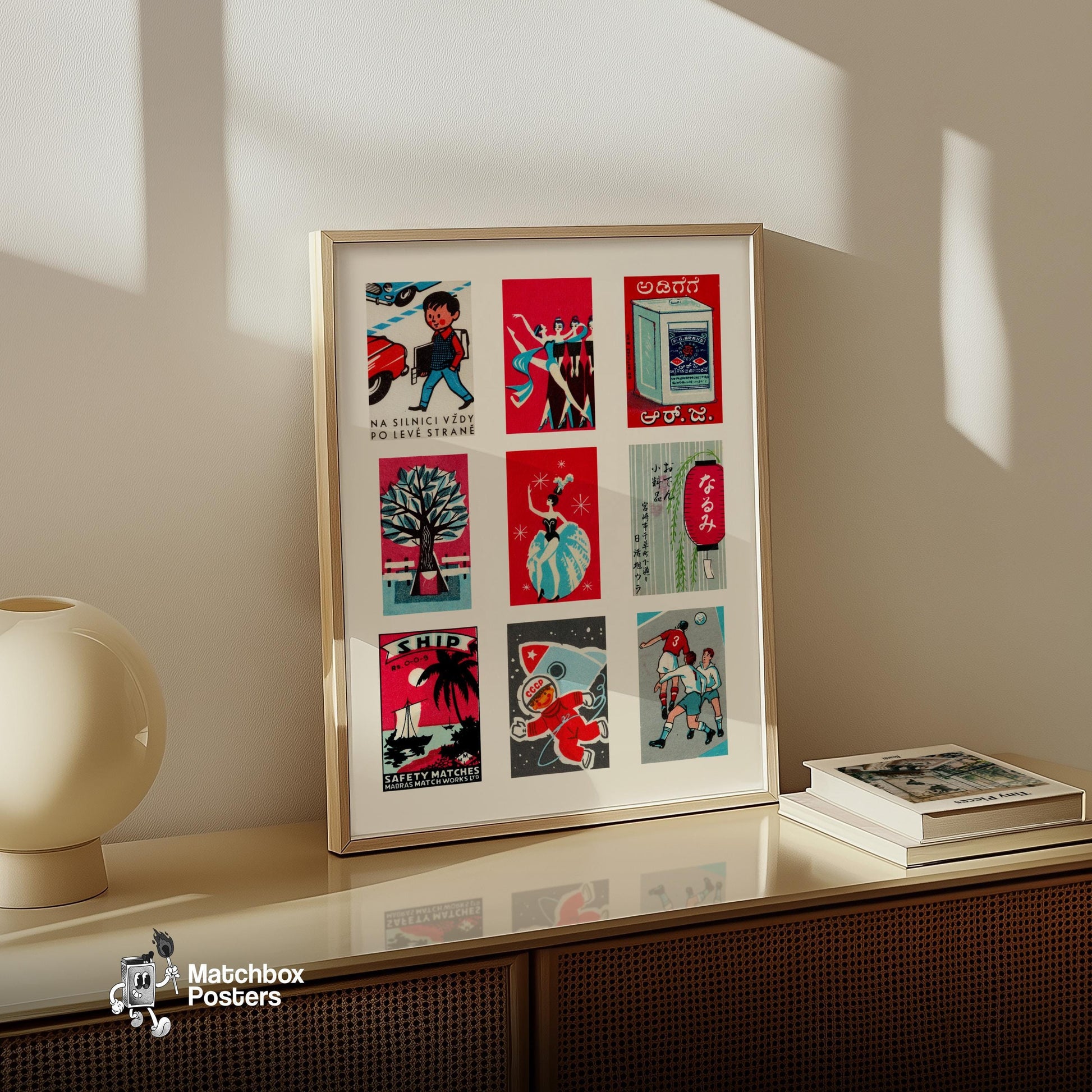 A Collection Of Vintages - vintage matchbox label print - bedroom mockup