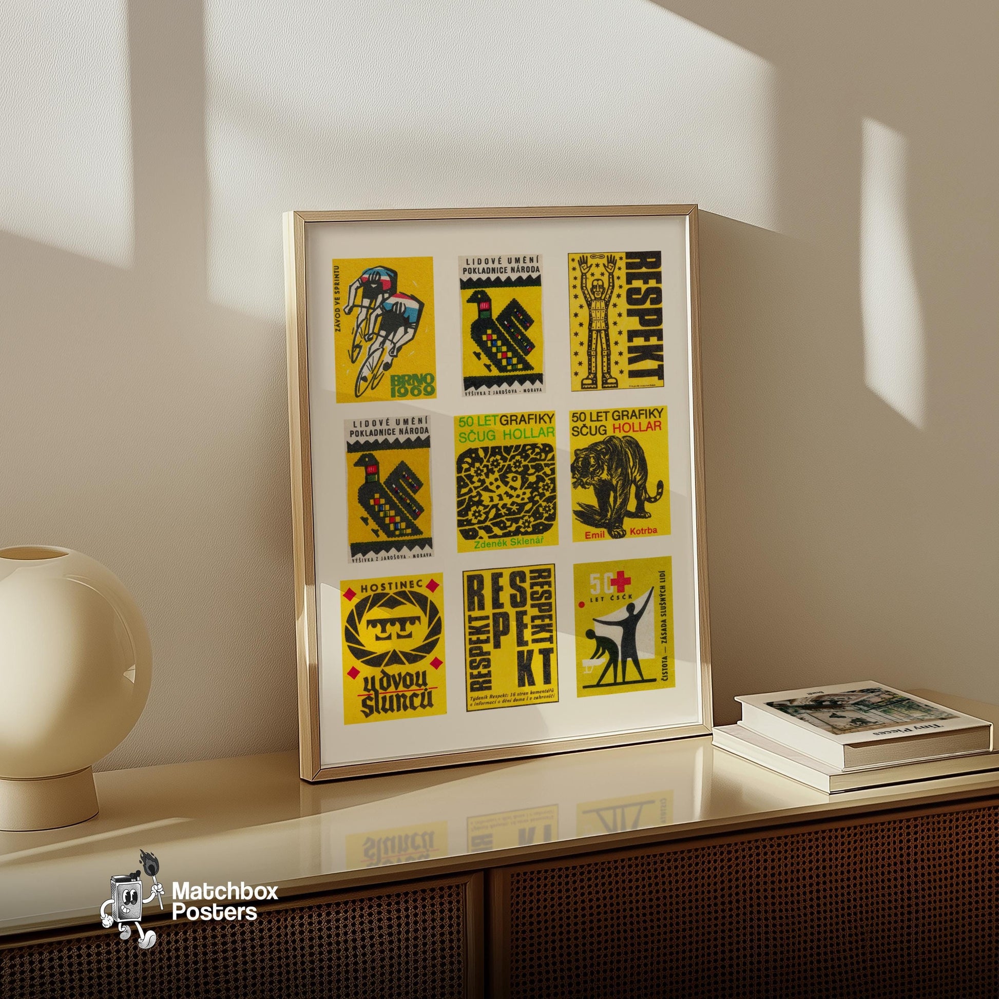 Collection Of Vintages - vintage matchbox label print - bedroom mockup
