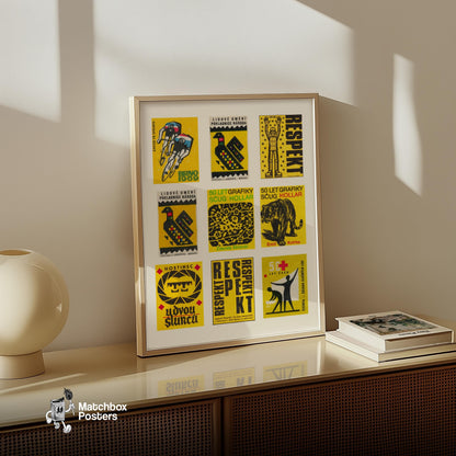 Collection Of Vintages - vintage matchbox label print - bedroom mockup