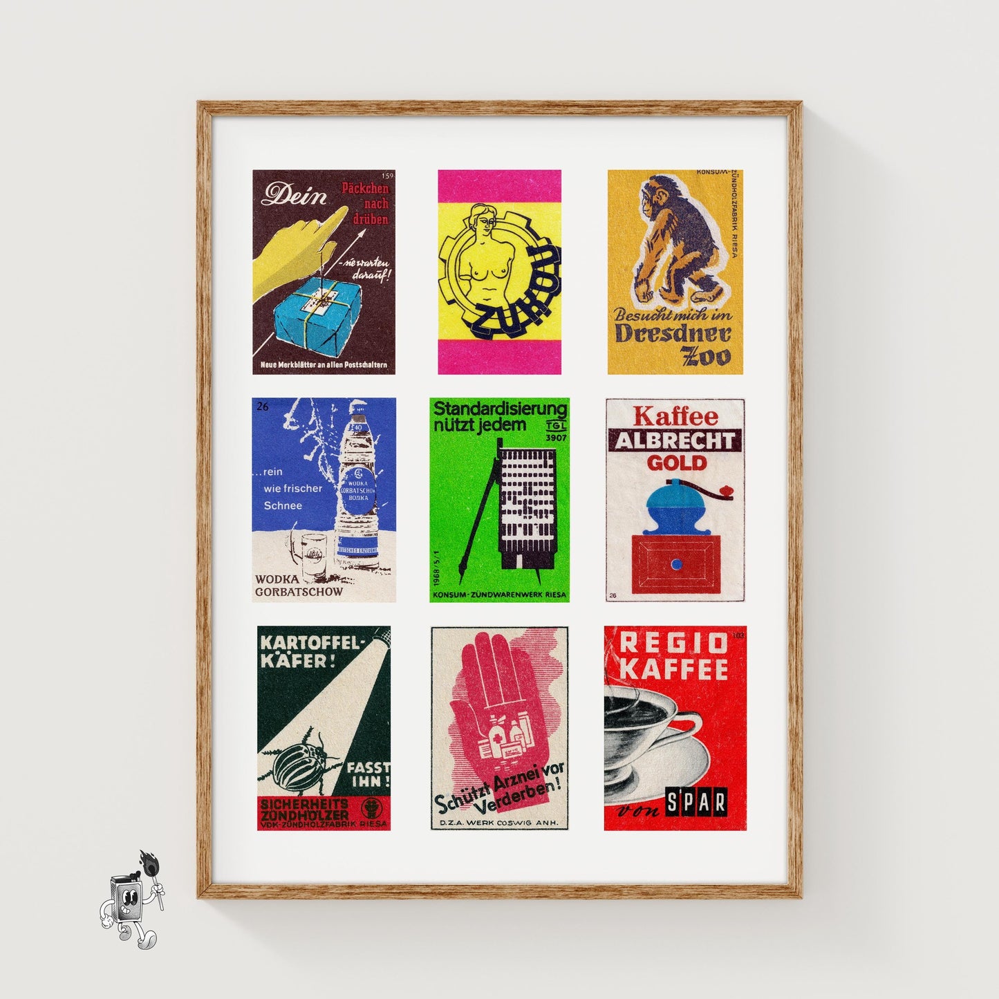 Germans Grid Print - vintage matchbox label print
