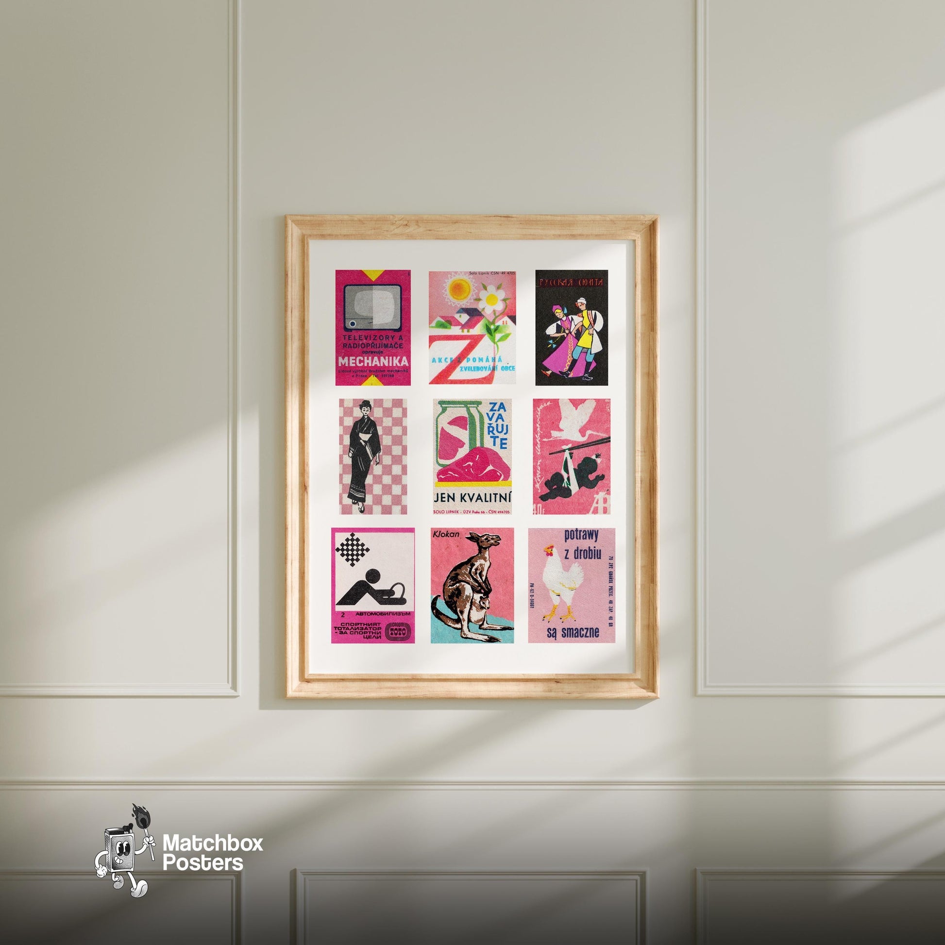 Collection Of Vintages - vintage matchbox label print - living room mockup