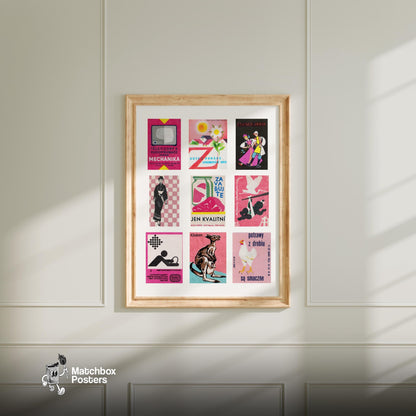 Collection Of Vintages - vintage matchbox label print - living room mockup