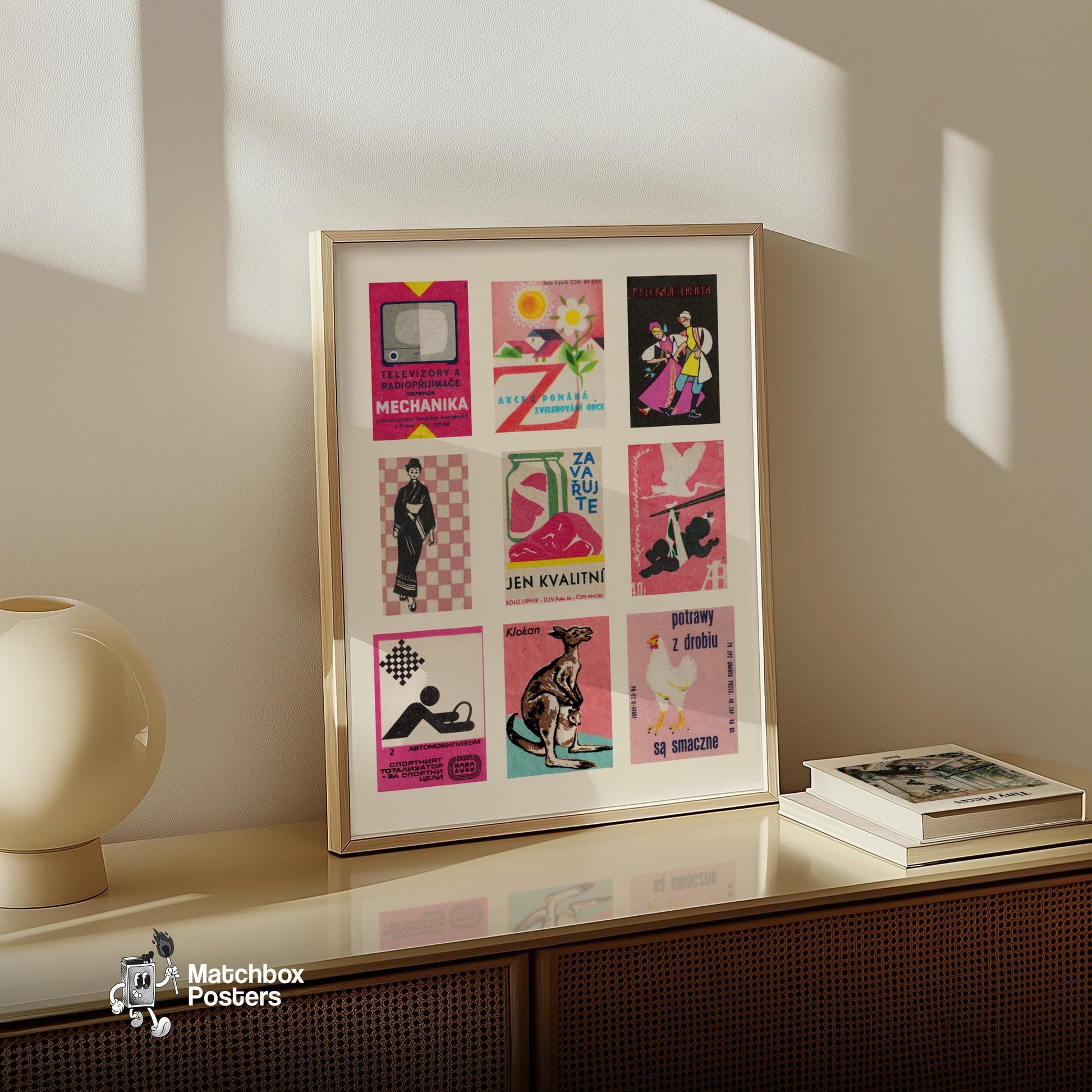 Collection Of Vintages - vintage matchbox label print - bedroom mockup
