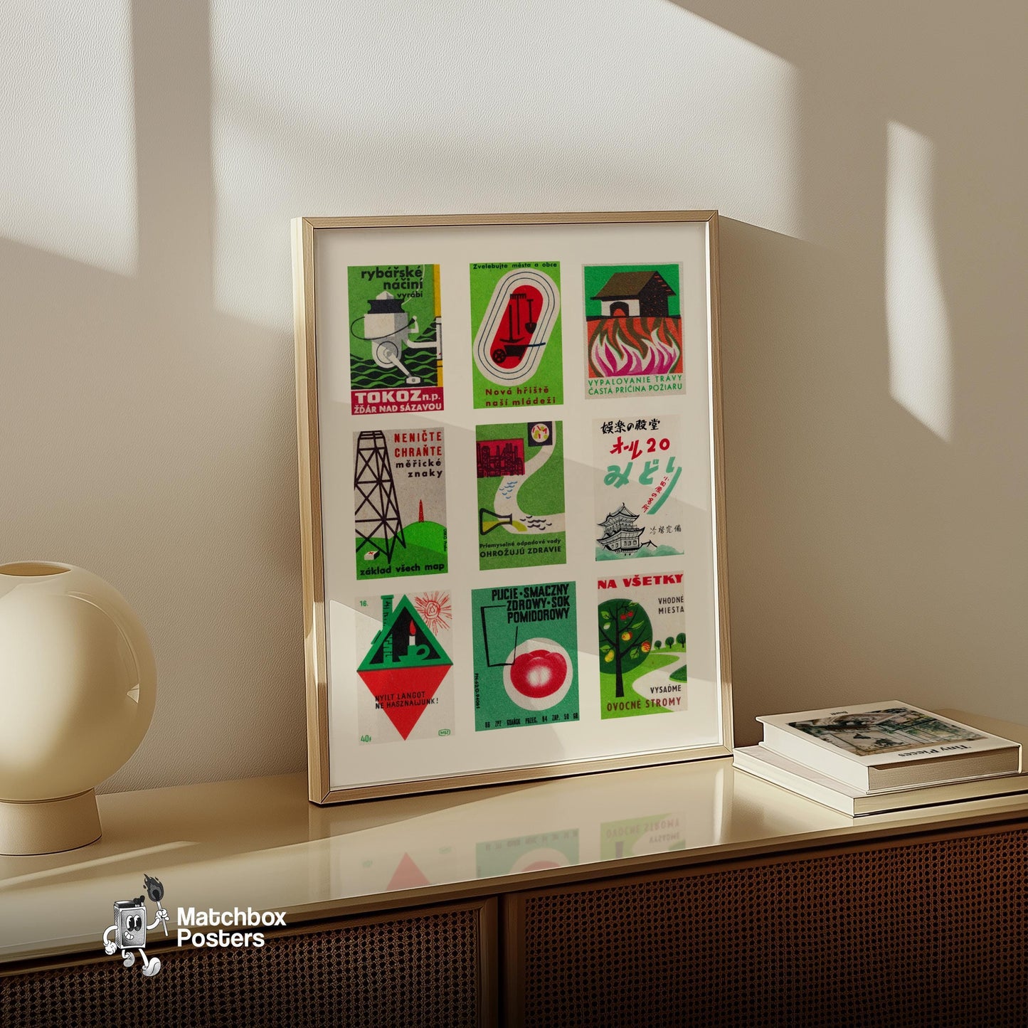 Collection Of Vintages - vintage matchbox label print - bedroom mockup
