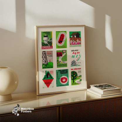 Collection Of Vintages - vintage matchbox label print - bedroom mockup