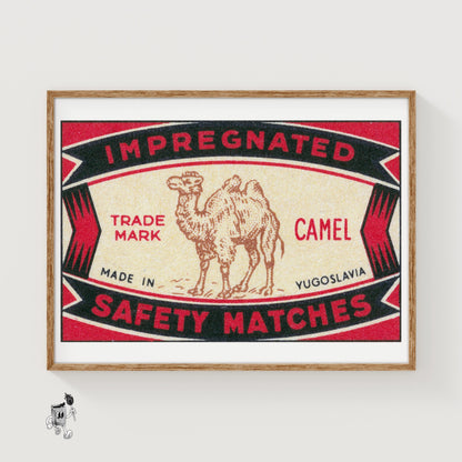 Arabian Camel - vintage matchbox label print